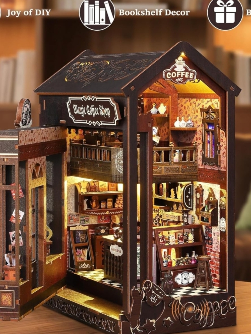 Miniature Magic Coffee Shop Dollhouse Decor - Brown - Picture 1 of 1